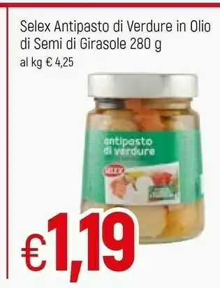 Famila Selex Antipasto Di Verdure In Olio Di Semi Di Girasole 280 G(ml) offerta