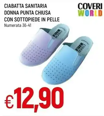 Famila Coveri World Ciabatta Sanitaria Donna Punta Chiusa Con Sottopiede In Pelle Numerata 36-41 offerta