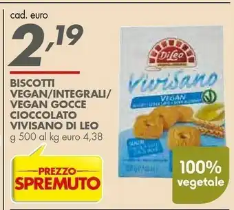 Di Leo Di Leo - Vivi Sano Biscotti Vegan con Gocce di Cioccolato 500 g(ml)