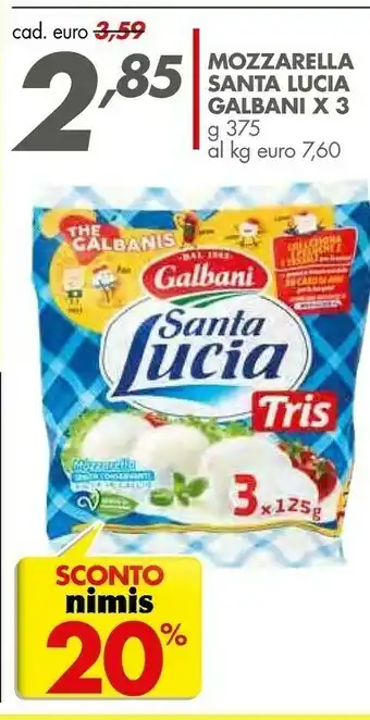 Italmark Galbani Santa Lucia Tris Mozzarella 375 G(ml) offerta