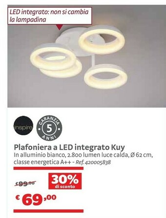 Bricocenter Plafoniera A Led Integrato Kuy offerta