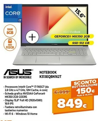 Expert Asus Notebook K513EQBN162T offerta