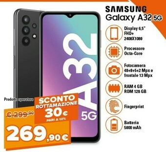 Expert Samsung Galaxy A32 5G SM-A326B 16,5 Cm (6.5") Doppia SIM USB Tipo-C 4 GB 128 GB 5000 MAh Blu offerta
