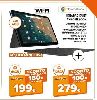 Expert Lenovo IdeaPad Duet Chromebook 64 GB 25,6 Cm (10.1") Mediatek 4 GB Wi-Fi 5 (802.11ac) Chrome OS Grigio offerta
