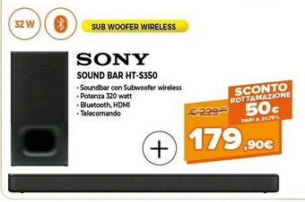 Expert Sony HT-S350 Altoparlante Soundbar 2.1 Canali 320 W Nero offerta
