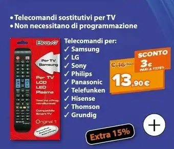 Expert Bravo Telecomandi Sostitutivi Per TV offerta