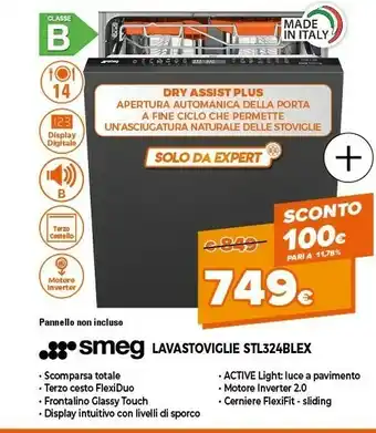 Expert Smeg Lavastoviglie STL324BLEX offerta