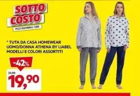 DPiù Liabel - tuta da casa homewear uomo/donna athena offerta