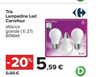 Carrefour Carrefour Tris Lampadine Led offerta