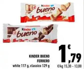 Conad KINDER BUENO FERRERO white 117 g, classico 129 g offerta