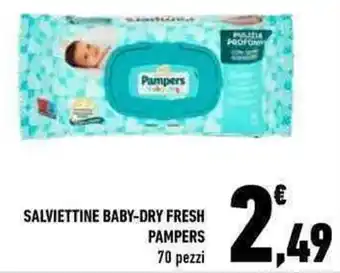 Conad SALVIETTINE BABY-DRY FRESH PAMPERS 70 pezzi offerta