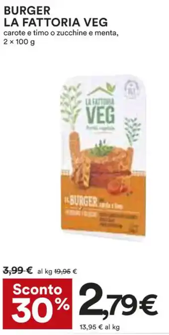 Coop BURGER LA FATTORIA VEG carote e timo o zucchine e menta, 2 x 100 g offerta