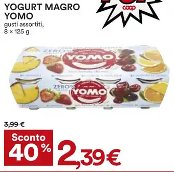 Coop YOGURT MAGRO YOMO gusti assortiti, 8 x 125 g offerta