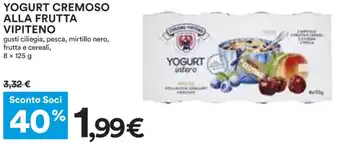 Coop YOGURT CREMOSO ALLA FRUTTA VIPITENO 8x 125g offerta