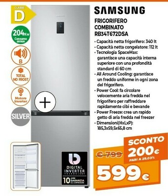 Expert Samsung RB34T672DSA Frigorifero Con Congelatore Libera Installazione 340 L D Argento offerta