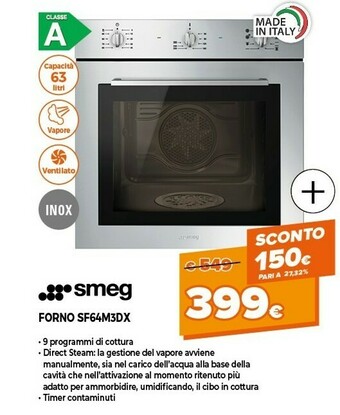 Expert Smeg SF64M3DX Forno Forno Elettrico 63 L Acciaio Inossidabile A offerta