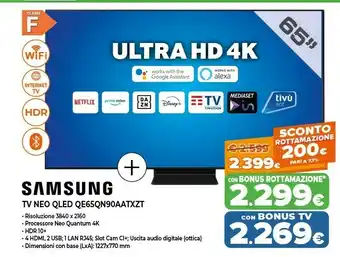 Expert Samsung TV Neo QLED 4K 65” QE65QN90A Smart TV Wi-Fi Titan Black 2021 offerta