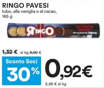 Coop RINGO PAVESI tubo, alla vaniglia o al cacao, 165 g offerta