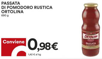 Coop PASSATA DI POMODORO RUSTICA ORTOLINA 690 g offerta