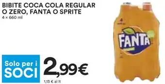 Coop BIBITE COCA COLA REGULAR O ZERO, FANTA O SPRITE 4 x 660 ml offerta