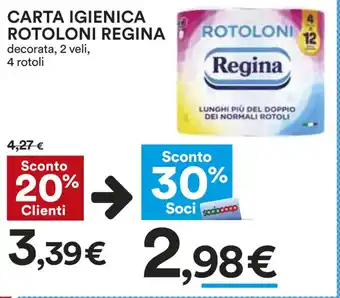 Coop CARTA IGIENICA ROTOLONI REGINA decorata, 2 veli, 4 rotoli offerta