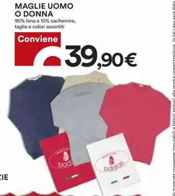 Coop MAGLIE UOMO O DONNA CON DECORAZIONI NATALIZIE made in Italy, fantasie e taglie assortite offerta