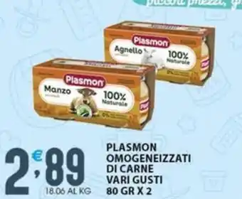 Sisa PLASMON OMOGENEIZZATI DI CARNE VARI GUSTI 80 GR X 2 offerta