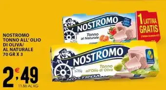 Sisa NOSTROMO TONNO ALL'OLIO DI OLIVA/ AL NATURALE 70 GR X 3 offerta