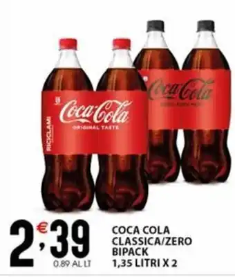 Sisa COCA COLA CLASSICA/ZERO BIPACK 1,35 LITRI X 2 offerta