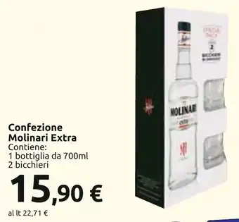 Confezione Molinari Extra Contiene: 1 bottiglia da 700ml 2 bicchieri