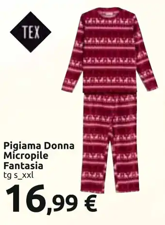 Carrefour Pigiama Donna Micropile Fantasia tg s_xxl offerta