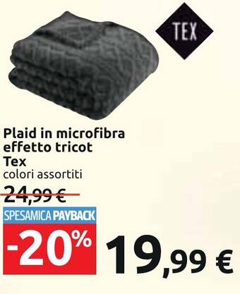 Carrefour Plaid in microfibra effetto tricot TEX colori assortiti offerta