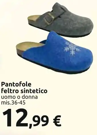 Carrefour Pantofole feltro sintetico uomo o donna mis.36-45 offerta