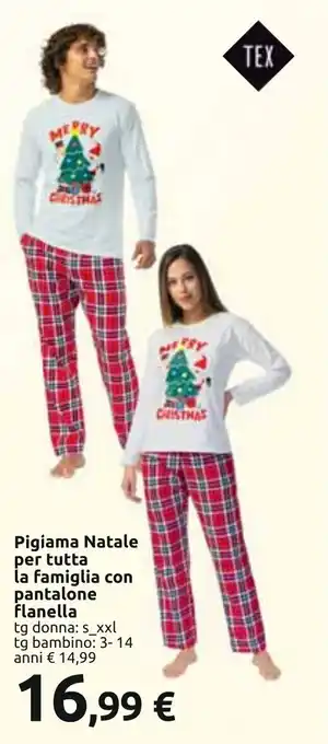 Carrefour Pigiama Natale per tutta la famiglia con pantalone Flanella tg donna: s_xxl tg bambino: 3-14 anni offerta