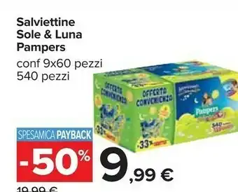 Carrefour Pampers Sole E Luna Salviettine , 540 Pz offerta