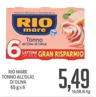 Supermercati Piccolo RIO MARE TONNO ALL'OLIO DI OLIVA 65 g x 6 offerta