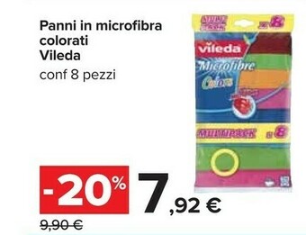 Carrefour Vileda Panni In Microfibra Colorati offerta