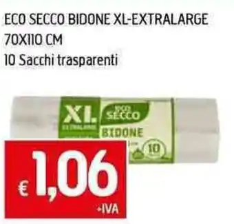 ECO SECCO BIDONE XL-EXTRALARGE 70X110 CM 10 Sacchi trasparenti