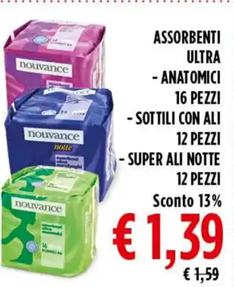 Todis ASSORBENTI ULTRA - ANATOMICI 16 PEZZI offerta