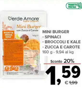 Todis Mini Burger - SPINACI - BROCCOLI E KALE - ZUCCA E CAROTE 160 g offerta