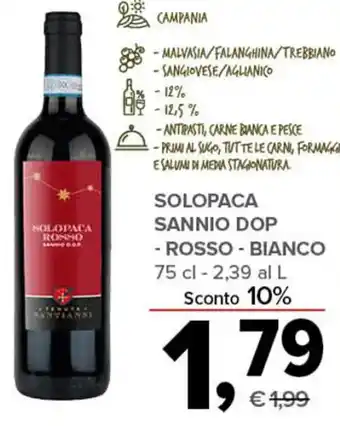 Todis SOLOPACA SANNIO DOP - ROSSO - BIANCO 75 cl offerta