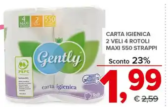 Todis CARTA IGIENICA 2 VELI 4 ROTOLI MAXI 550 STRAPPI offerta