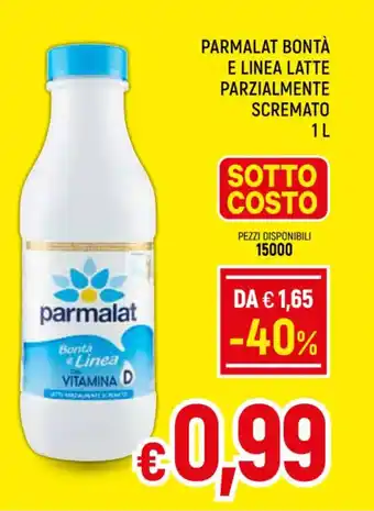 A&O PARMALAT BONTÀ E LINEA LATTE PARZIALMENTE SCREMATO 1 l offerta
