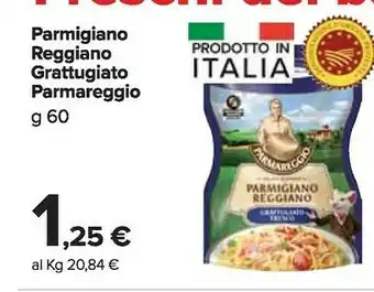Carrefour Market Parmareggio Parmigiano Reggiano Grattugiato 60 G(ml) offerta