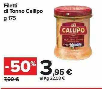 Carrefour Market Callipo Filetti Di Tonno Al Naturale Con Sale Iodato 175 G(ml) offerta