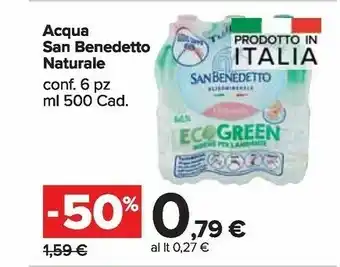 Carrefour Market San Benedetto Acqua Minerale Naturale 500 G(ml) offerta