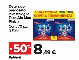 Carrefour Market Finish Detersivo Predosato Lavastoviglie Tabs Aio Max offerta