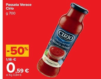Carrefour Market Cirio La Verace Passata 700 G(ml) offerta