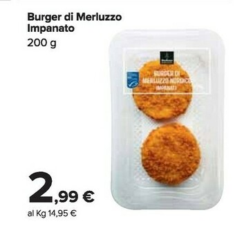 Carrefour Market Burger Di Merluzzo Impanato offerta