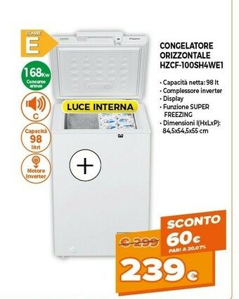 Expert Zoppas Congelatore Orizzontale HZCF-100SH4WE1 offerta